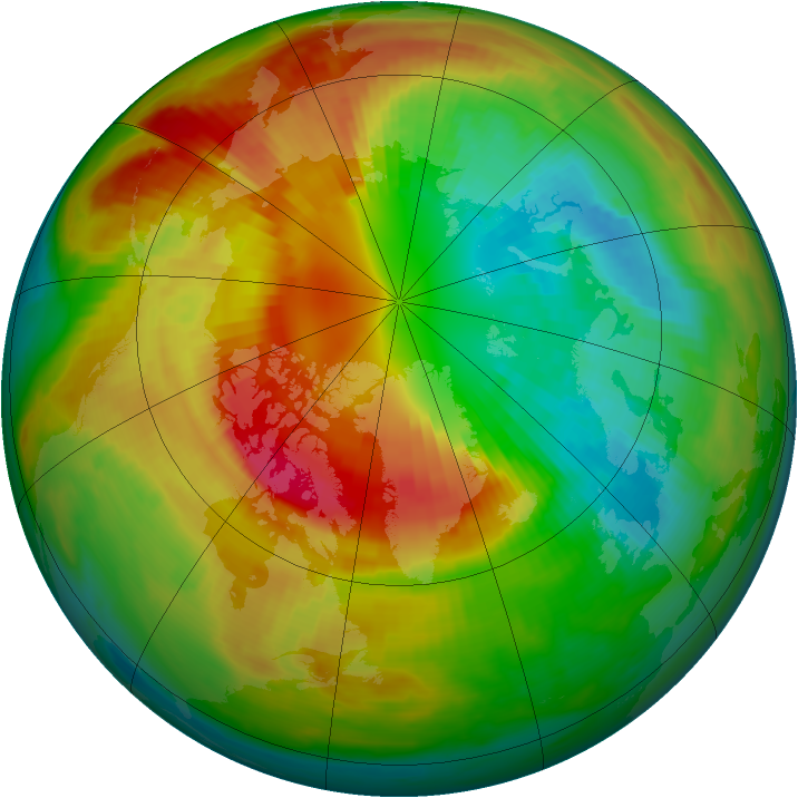 Arctic ozone map for 05 March 2000